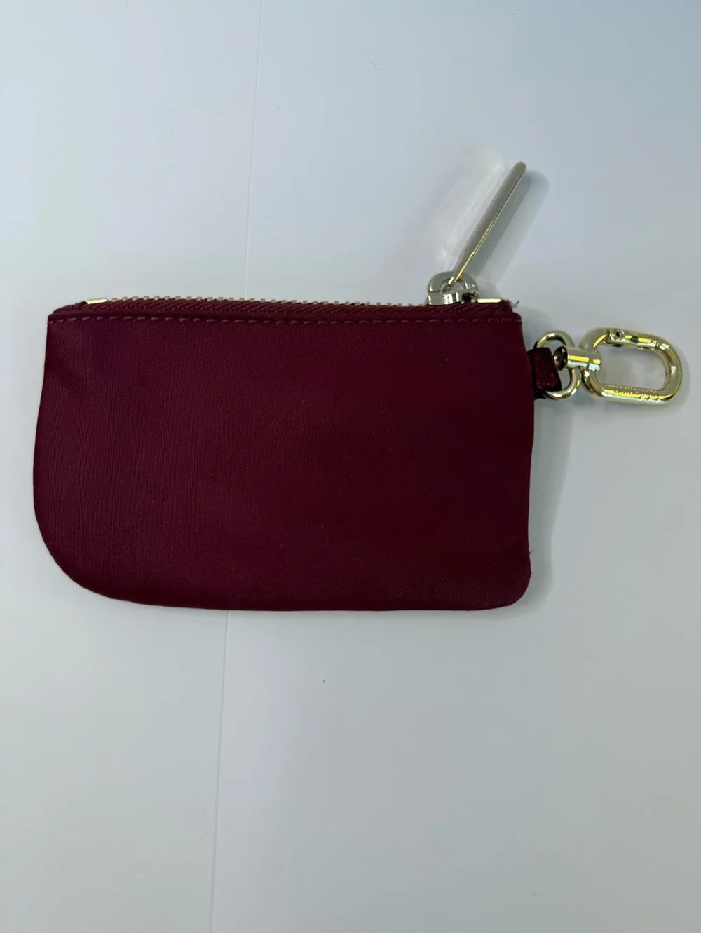 Lululemon Burgundy Zip Coin Pouch Keychain Wallet Gold Hardware